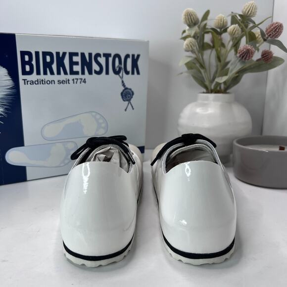 Birkenstock Maine Patent Leather Suede Shoe White Regular Fit Women 7/Men 5 NWB - Picture 4 of 10